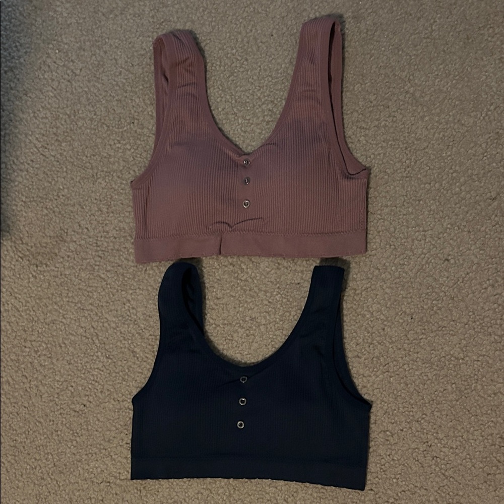 Lucky Brand Mauve and Navy Sports Bras